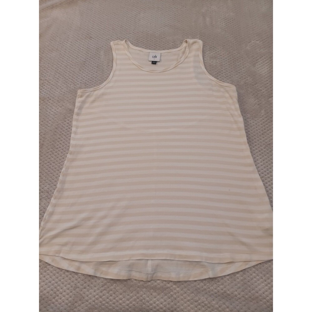 Cabi Comeback Striped Tank Top Women's Small Cream White Striped Vacation Summer